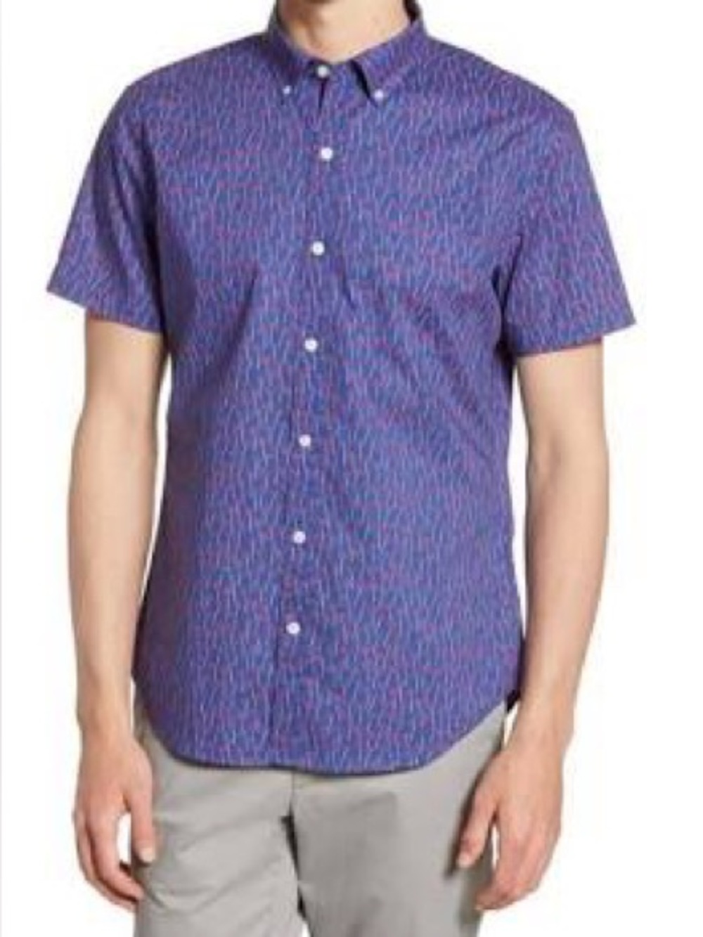 Bonobos Slim Fit Palm Tree Print Button-Down Shirt Medium Blue Pink 100% Cotton